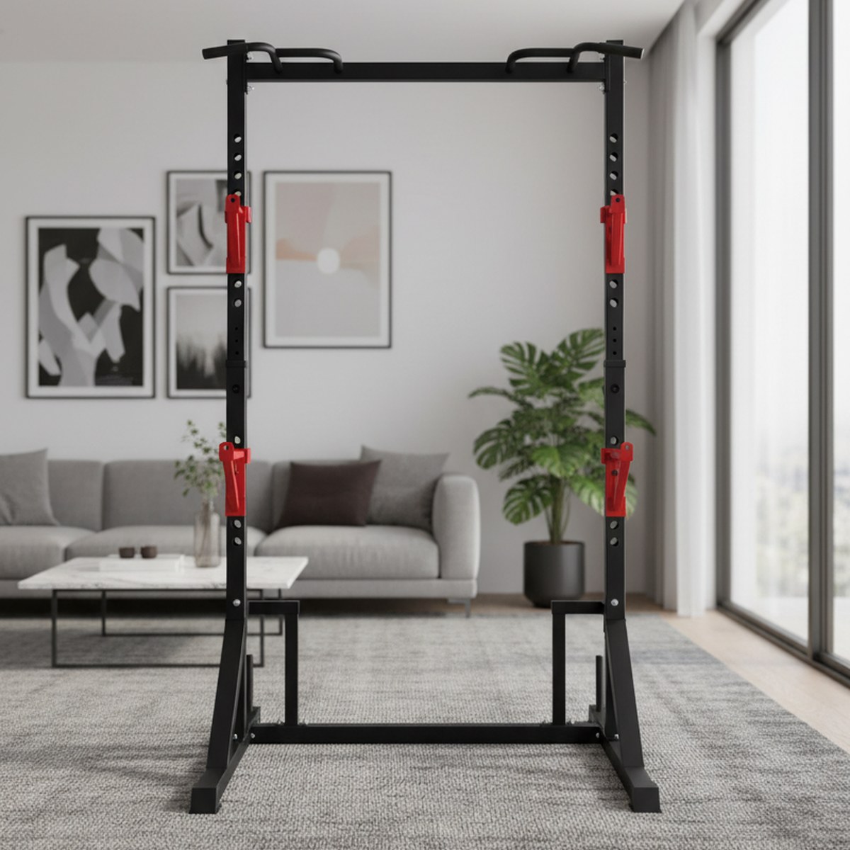 Home Bar And Gym - Rack de fuerza ajustable con barra