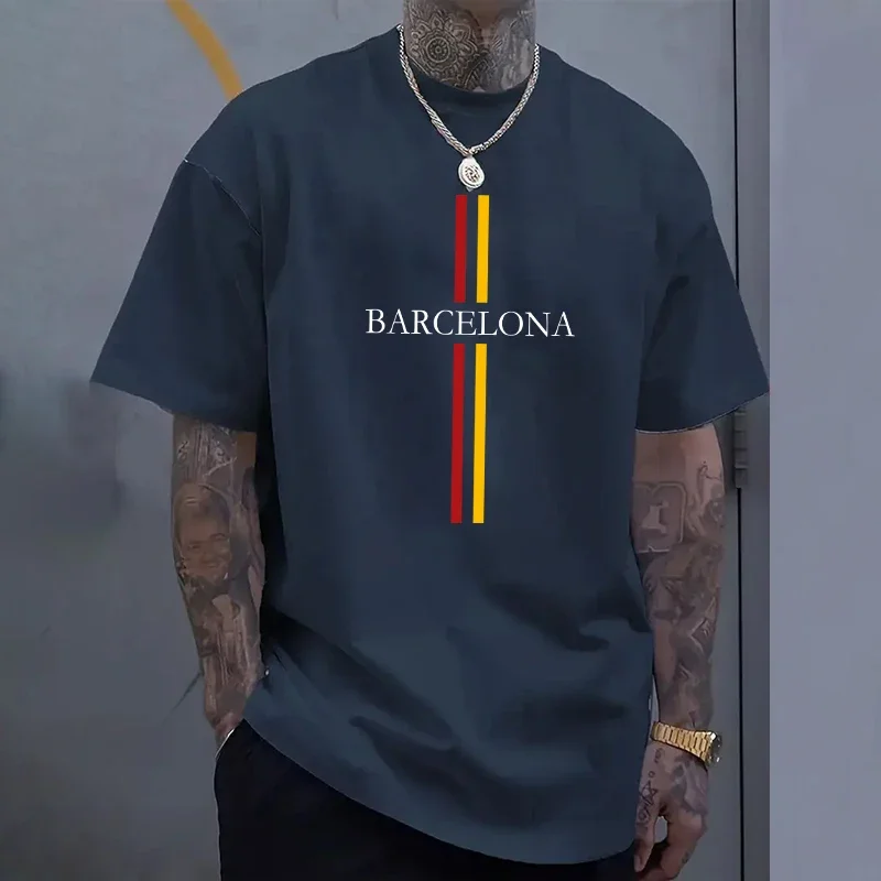 Home Barcelona - Camiseta de algodón para hombre de