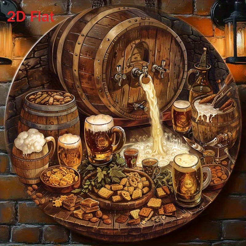 Home Bar Cafe - Letrero redondo de aluminio plano 2D,